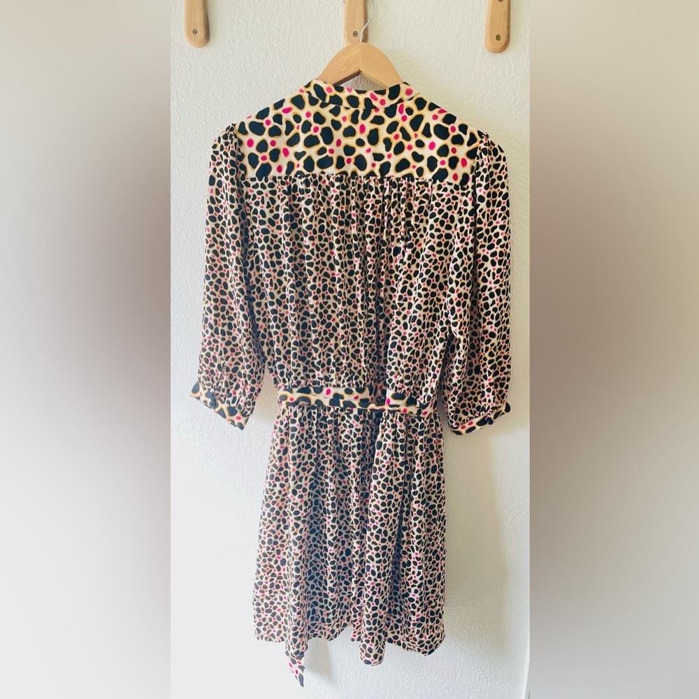 Diane Von Furstenberg Leopard Print Stretch Silk Abel Midi Wrap Dress Size 10 - Picture 3 of 4